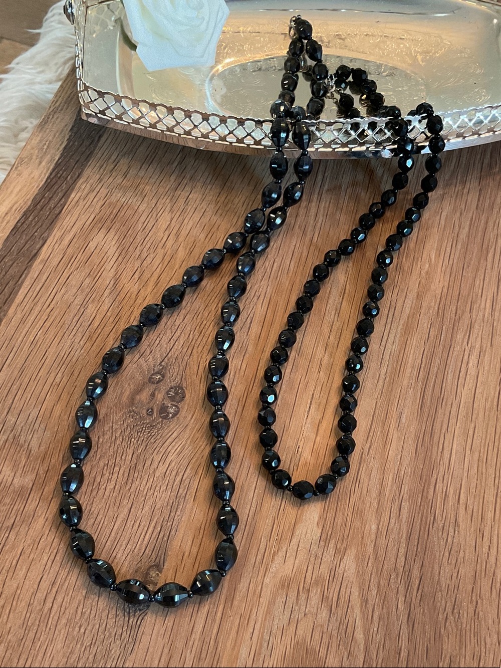 Vintage Black Faceted Beaded Necklaces